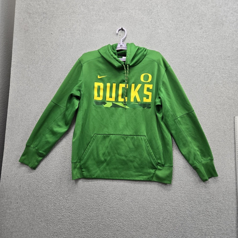 Oregon Ducks Men Hoodie M Green Nike Fleece Spellout Logo Dri-Fit Hooded